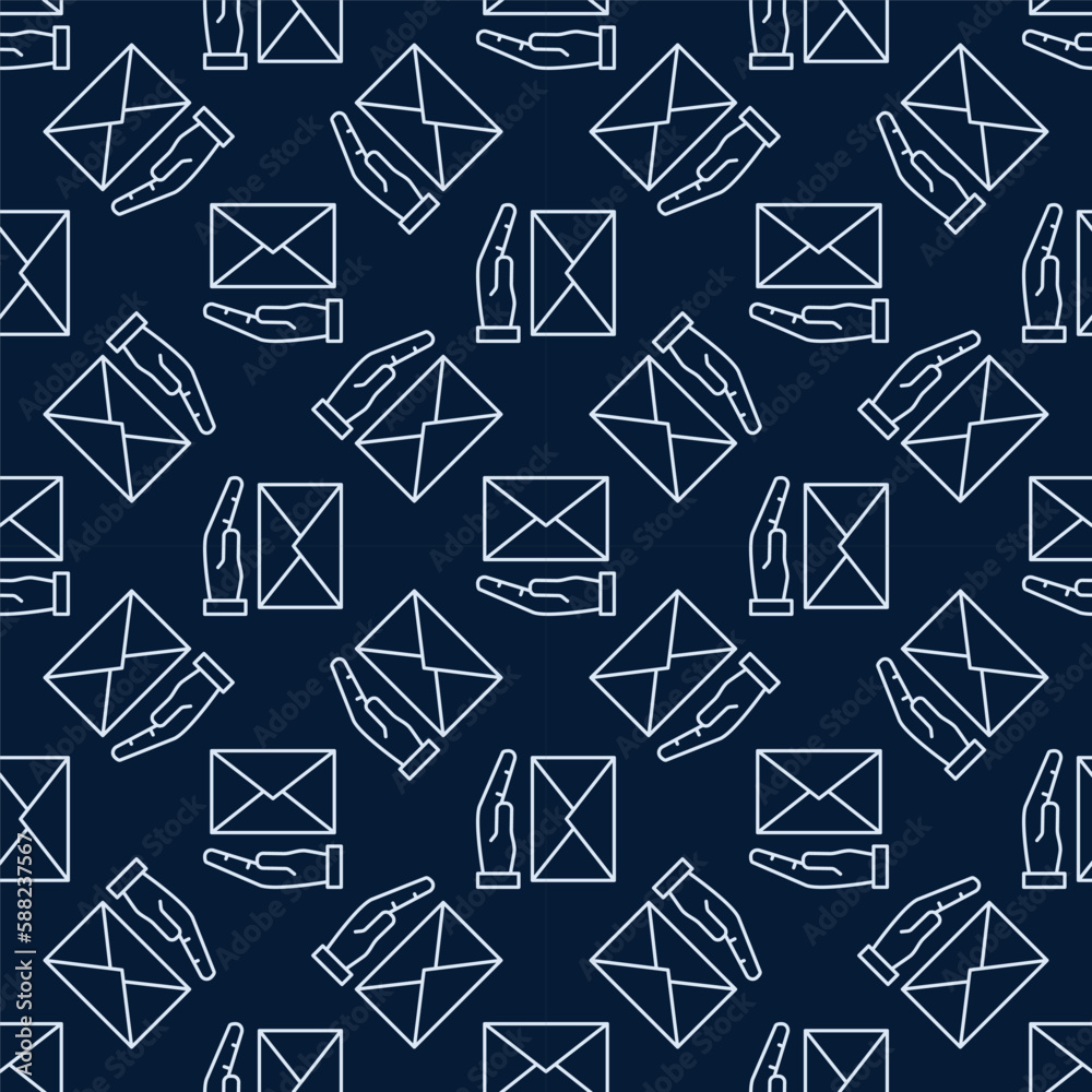 Hand and Envelope vector concept line dark seamless pattern Hand and Envelope vector concept line dark seamless pattern