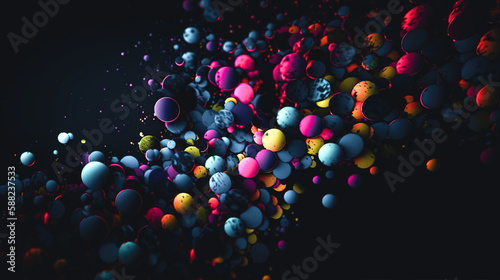 Abstract background with balls of different colors, generative AI.