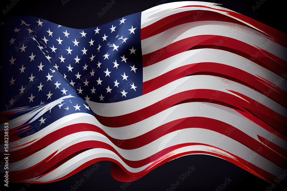 Fototapeta premium Background with USA painted flag. Generative Ai