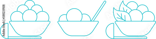 plates of food, scoops of ice cream, ladle for food