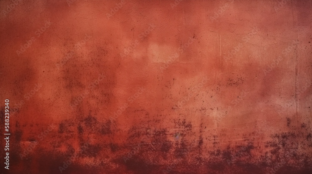 赤いコンクリートの壁、グランジセメントの粒状の質感、ファンシーなヴィンテージ背景GenerativeAI