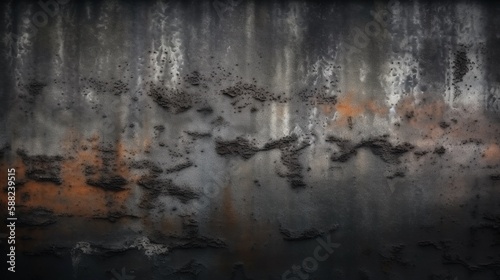 鋼鉄の金属、グランジ、錆びた質感、ソフトブラー、ファンシーな背景、ダークグレー、黒の壁紙GenerativeAI © enopi