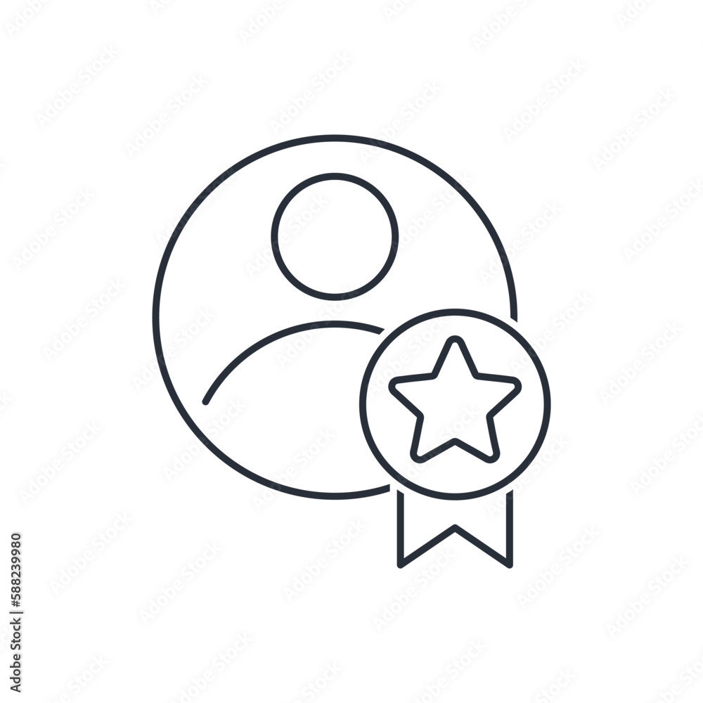 Avatar with a star. Vector linear icon isolated on white background. Avatar with a star. Vector linear icon isolated on white background.
