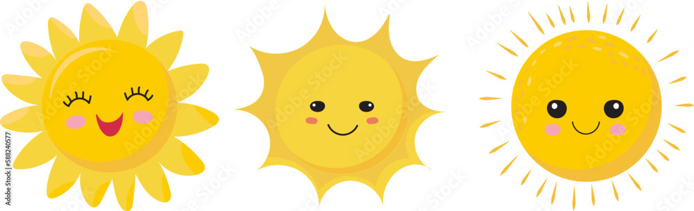 Obraz premium sun set cartoon in flat style isolated vector