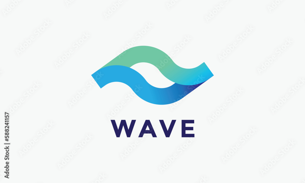 Logo vector wave water liquid beach nature design minimalist concept typography