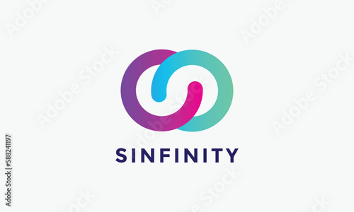 Infinity circle chain logo vector link connection technology