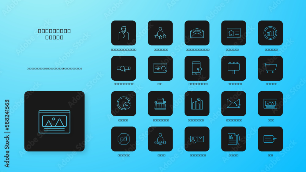 Marketing icons collection with black filled line style. social, seo, media, strategy, internet, optimization, management. Vector illustration Marketing icons collection with black filled line style. social, seo, media, strategy, internet, optimization, management. Vector illustration