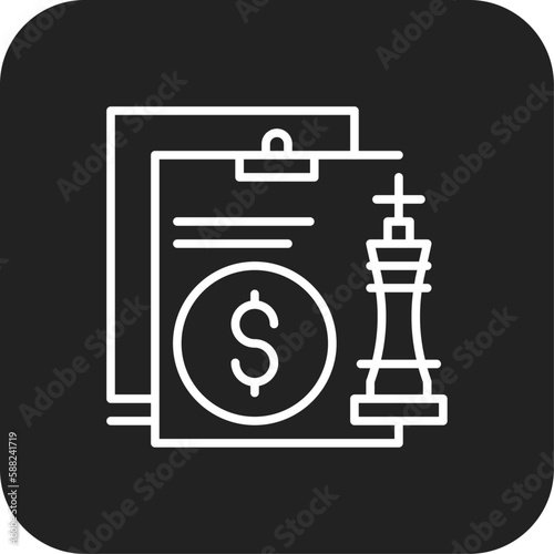 Strategy Marketing icon with black filled line style. idea, target, communication, concept, technology, teamwork. Vector illustration