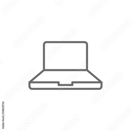 Laptop Marketing icon with black outline style. tablet, notebook, device, screen, technology, smart, internet. Vector illustration