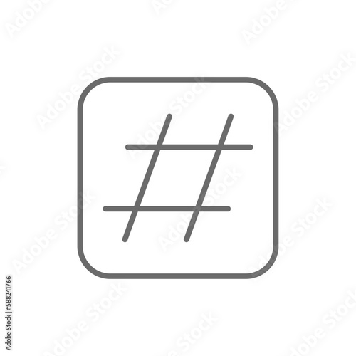 Hashtag Marketing icon with black outline style. media, tag, community, trend, post, follow, promotion. Vector illustration