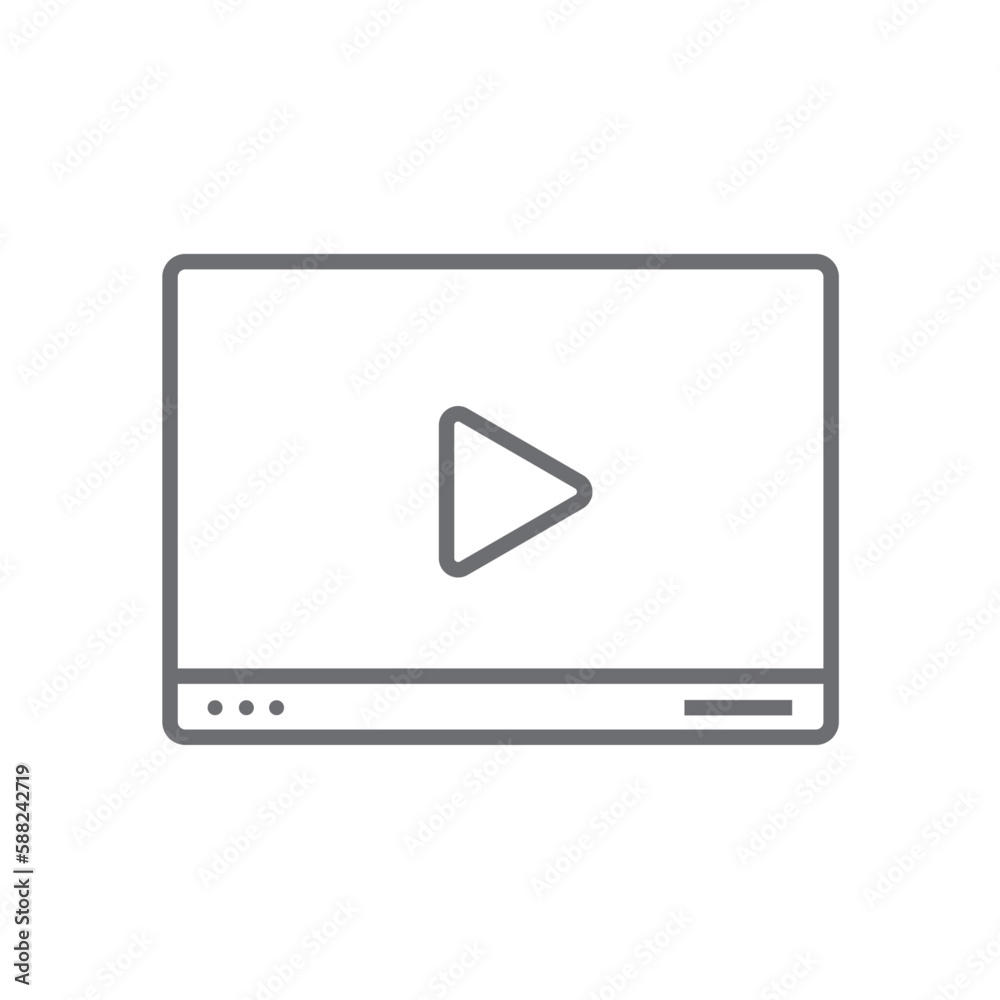 Video Ads Marketing icon with black outline style. media, online, advertising, ads, social, campaign, promotion. Vector illustration