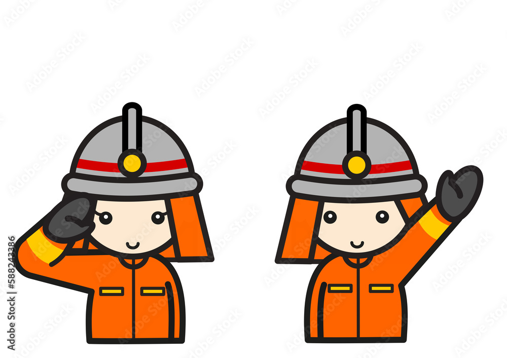 かわいいこども消防隊のイラスト かわいいこども消防隊のイラスト