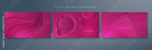 Modern abstract magenta pink purple geometric background with halftone, circle, rounded rectangle and light.