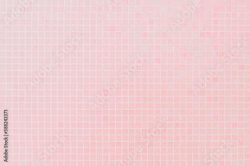 Colorful pink ceramic wall and floor grid tiles abstract background. Design geometric mosaic texture decoration. 