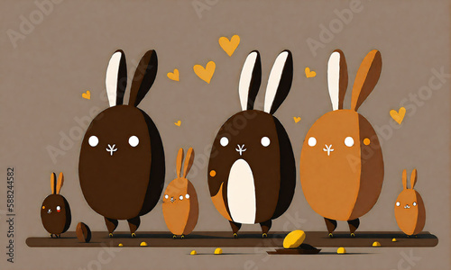 Easter Bunny Eggs Cute Illustration