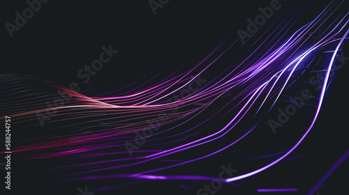 Abstract dark background with purple lines, generative AI.