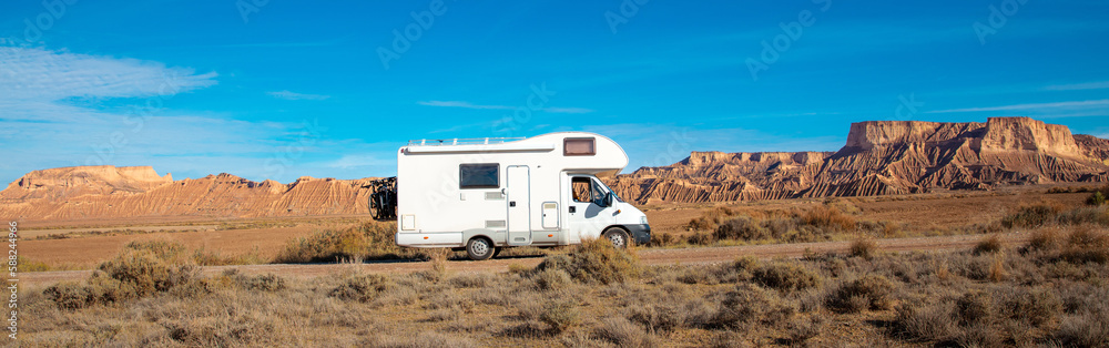 Road trip in Bardenas reales in Spain- Navarre in motor home