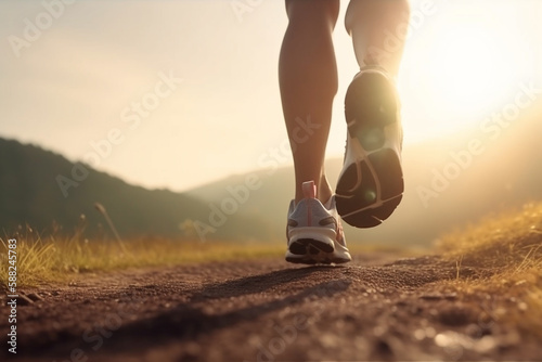 Running outdoors in nature concept created with ai generative technology