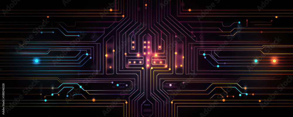Abstract technology background. Circuit board, high computer technology. Vector illustration.