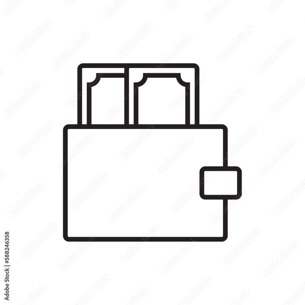 Wallet E-Commers icon with black outline style. money, payment, cash, dollar, financial, card, credit. Vector illustration Wallet E-Commers icon with black outline style. money, payment, cash, dollar, financial, card, credit. Vector illustration