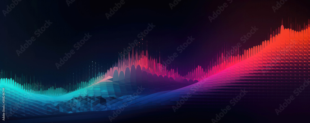 Abstract colorful background with sound wave. Audio equalizer. Vector illustration.