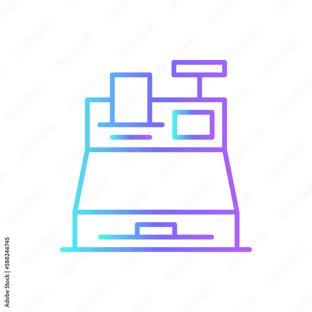 Cash Register E-Commers icon with blue duotone style. retail, payment, machine, pay, receipt, cashier, counter. Vector illustration Cash Register E-Commers icon with blue duotone style. retail, payment, machine, pay, receipt, cashier, counter. Vector illustration