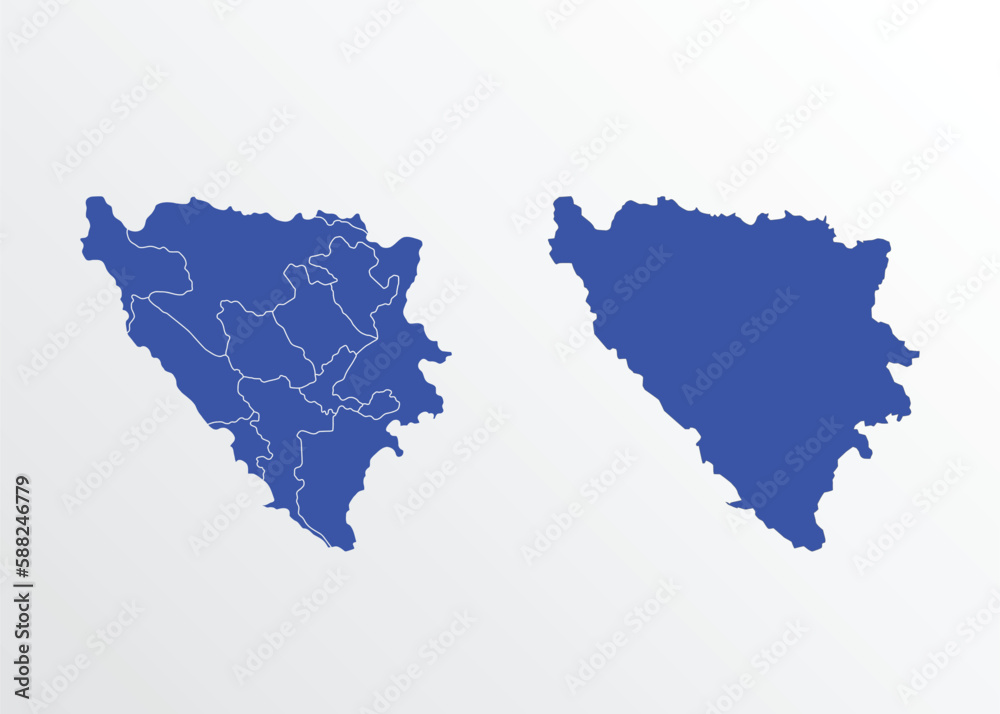 Fototapeta premium Blue Map of Bosnia and Herzegovina with regions