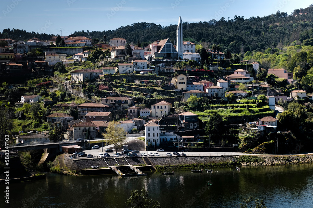 View of a small town on the road to the Douro Valley.  .