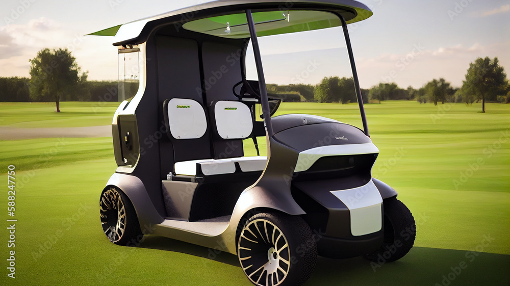 ภาพประกอบสต็อก Autonomous self driving golf car vehicle, powered by