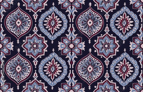 Digital seamless pattern block print batik vector