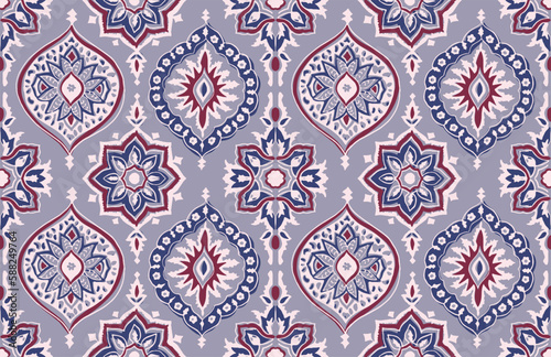 Digital seamless pattern block print batik vector