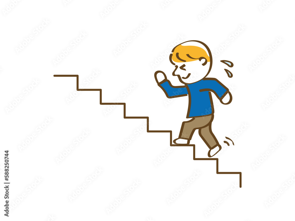 階段を上るのが辛い、しんどい男性 階段を上るのが辛い、しんどい男性
