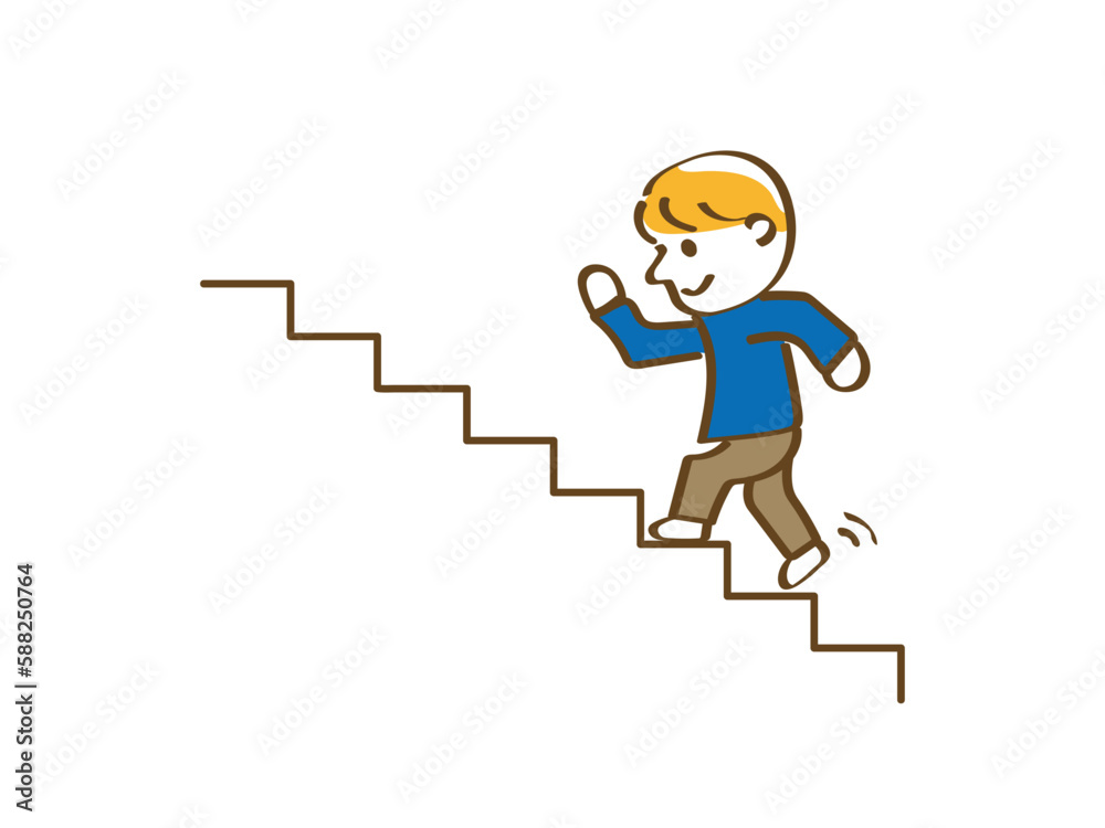 階段を上る男性