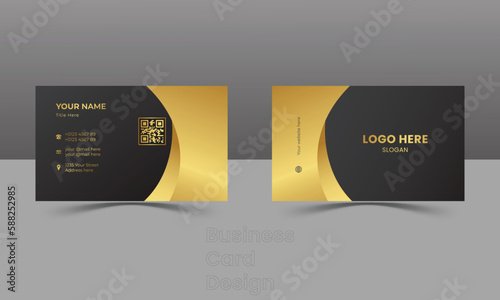 Modern Creative Business card template with Golden & Black color 