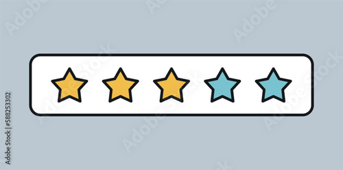 Old stars icon. Feedback, rating and ranking. Marketing and user opinions on Internet. UI and UX design element for website, user experience. Cartoon flat vector illustration