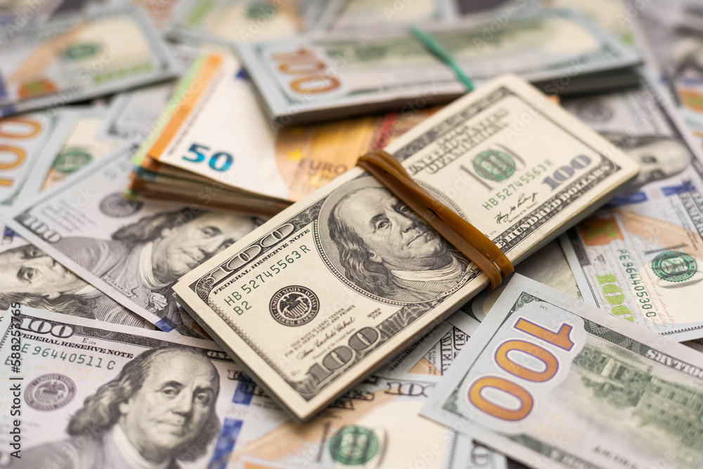 dollar and euro banknotes, money dollar and euro banknotes, money