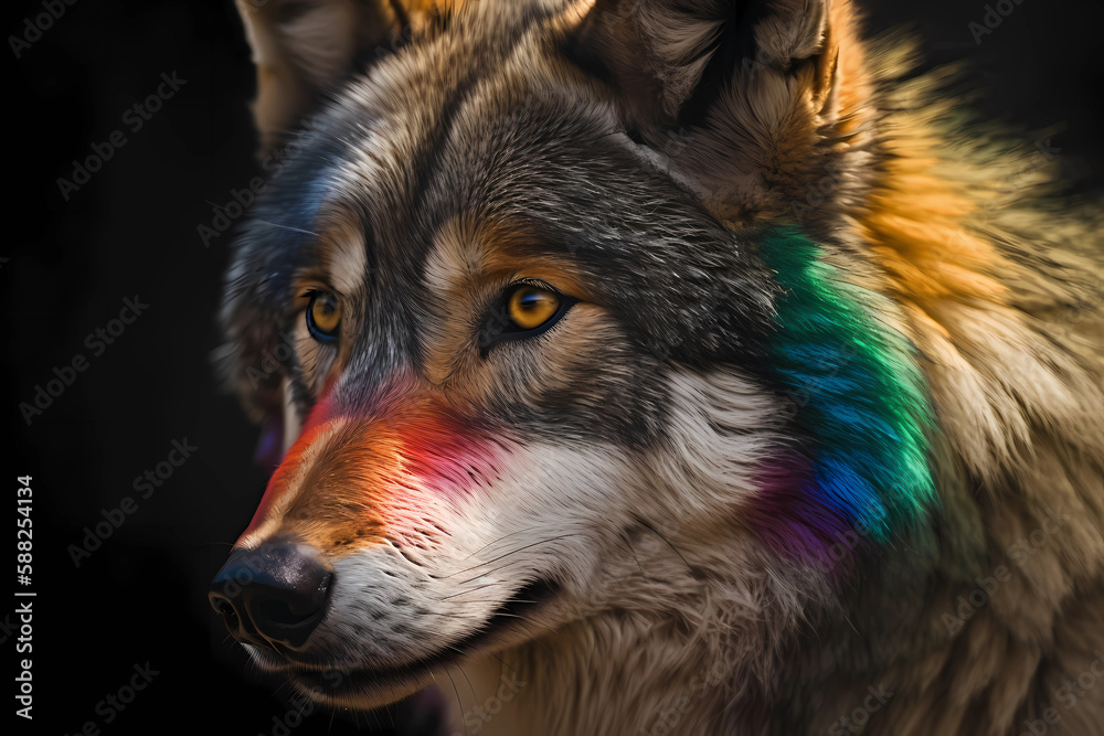 Colorful Wolve. Created by Generative AI Colorful Wolve. Created by Generative AI