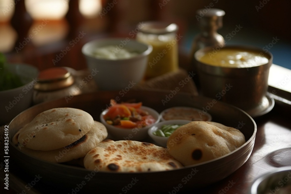 indian-breakfast-national-indian-food-generative-ai-stock-illustration