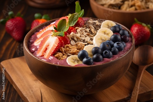 acai bowl with fruits Generative AI photo