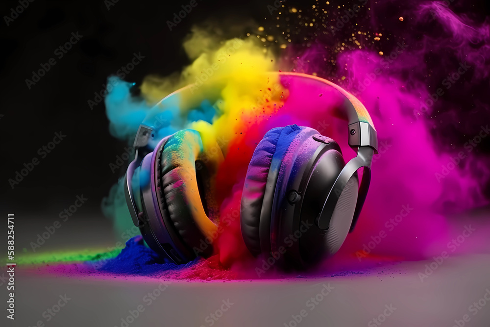Festival Concept. Colorful Design. Abstract Soundwave explosion. Sound. Electronic music. EDM. Created by generative AI Festival Concept. Colorful Design. Abstract Soundwave explosion. Sound. Electronic music. EDM. Created by generative AI