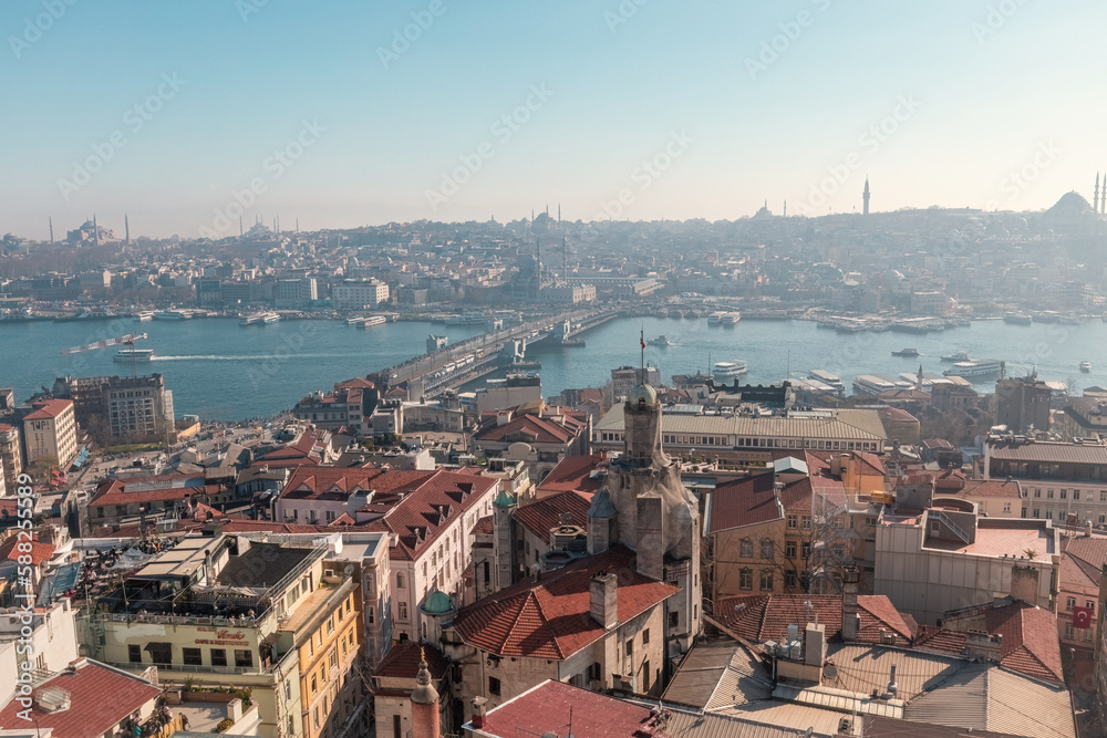Aerial view of Istanbul from Galata tower, Istanbul panorama from the top