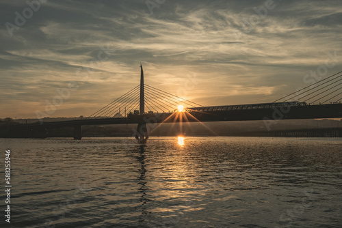 View of Istanbul Bosphorus Bridge at sunset, Istanbul, Turkey photo