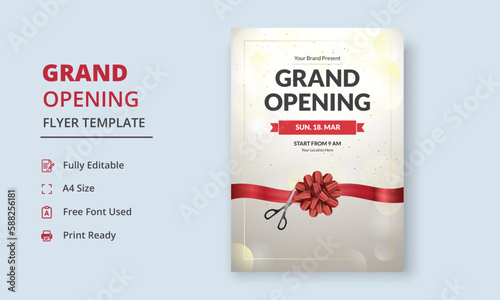 Grand Opening Flyer Template, Realistic grand Opening Invitation, Inauguration Flyer Template, Grand opening ceremony invitation flyer