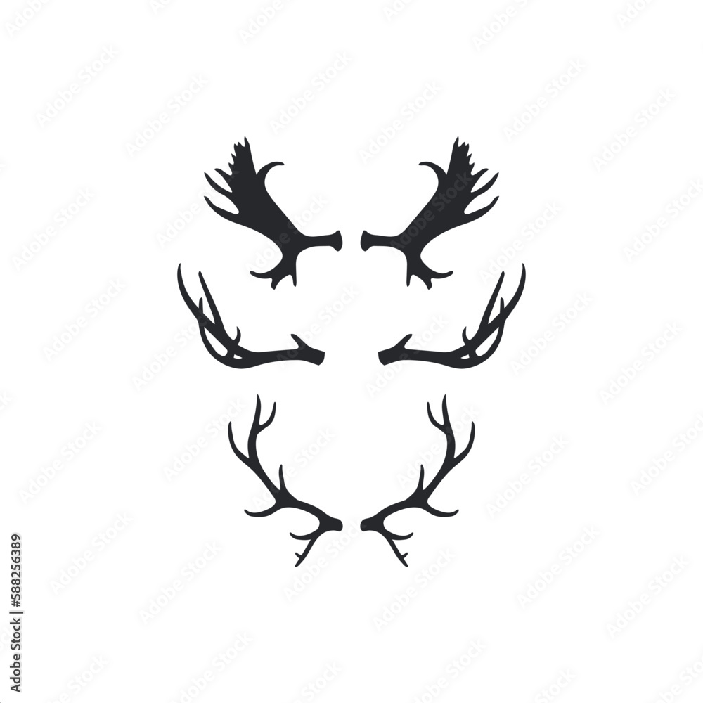 Naklejka premium Set of deer antler moose horn logo design template