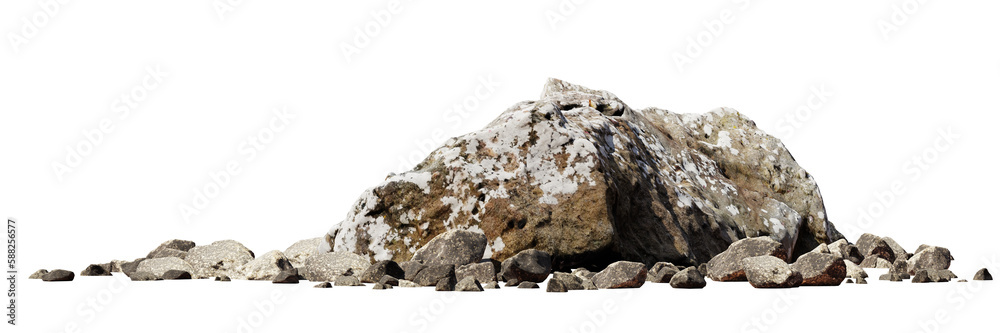 big and small rocks isolated on transparent background banner