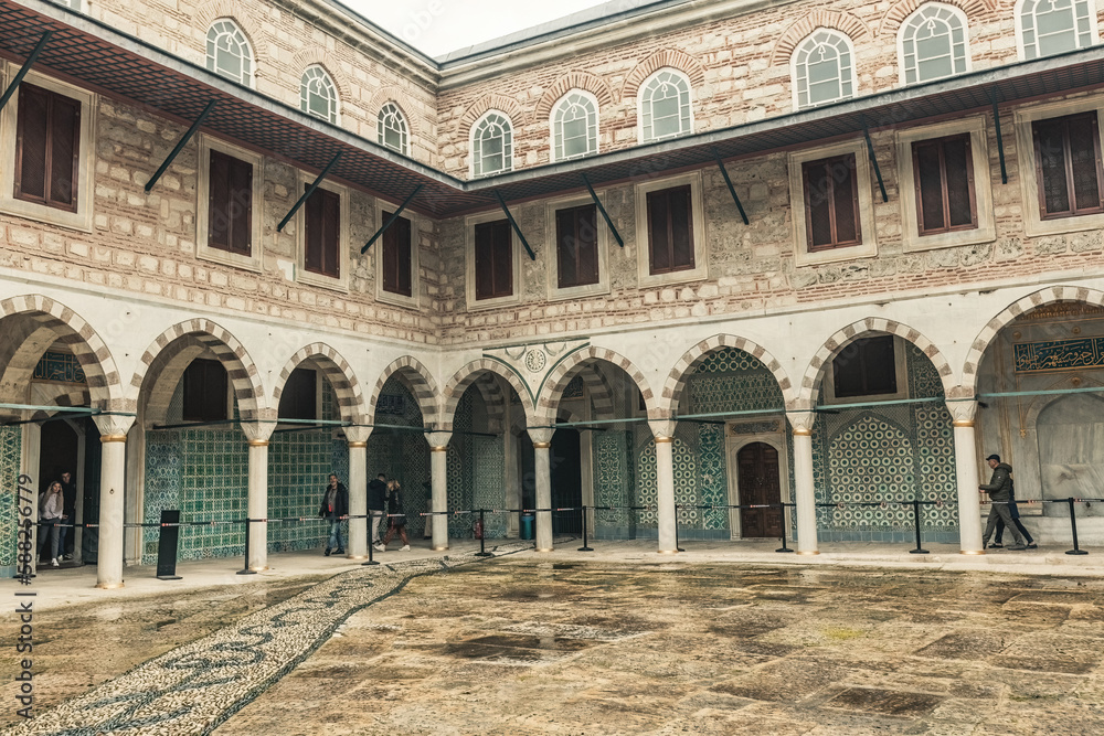 Architecture exterior details of Harem palace in Topkapi Museum in Istanbul, Turkey