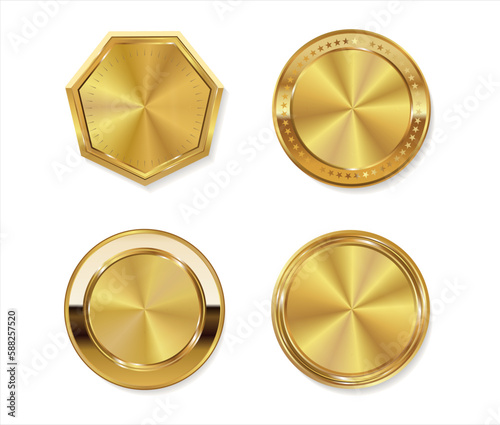 Collection of golden badges and labels retro style