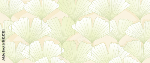 Vector green botanical background with delicate ginkgo biloba leaves for text, covers, backgrounds, wallpapers