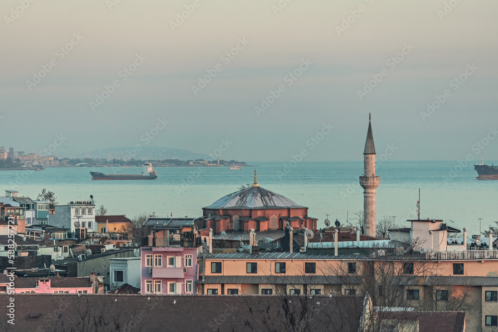 Beautiful sunset over Fatih Istanbul area, Turkey