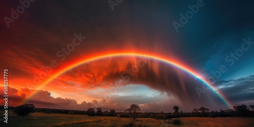 Circular rainbow cloud with amazing sunset © 3DLeonardo